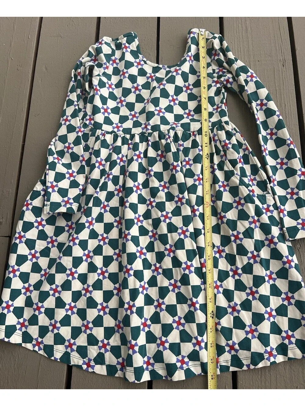 Hanna Andersson Emerald Green Fit and Flare Long Sleeve Dress Size 8